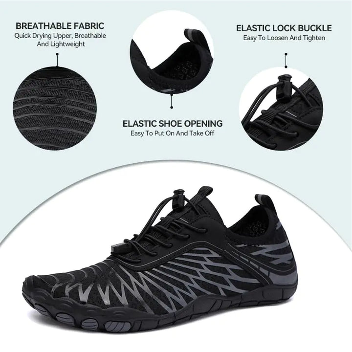 Hike Footwear Barefoot for Women Men Breathable & Non-Slip Athletic Barefoot Shoes Wide Toe Water Shoes 7.5 Women/5.5 Men Black