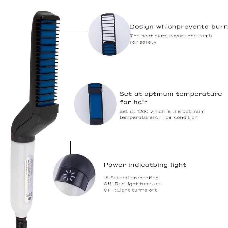 Multifunctional Hair Beard Comb Straightener